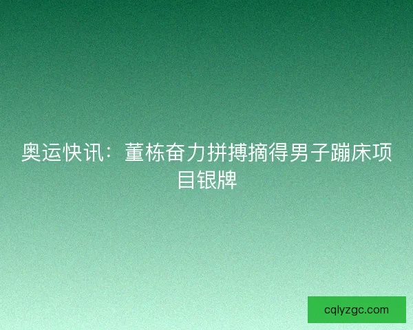 奥运快讯：董栋奋力拼搏摘得男子蹦床项目银牌
